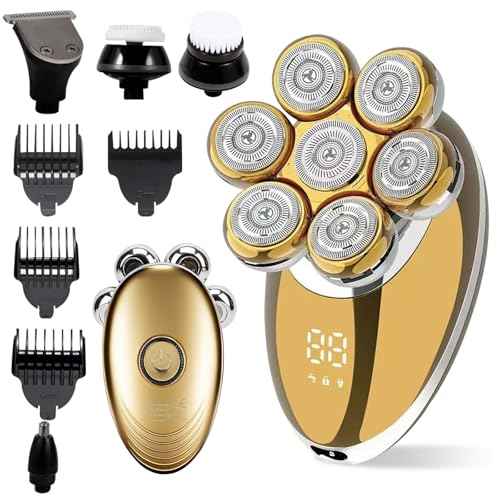 7D Floating Head Shaver for Bald Men,IPX7 Waterproof Shaving Grooming Kit,5 in 1 Men's Electric Razor,Dry/Wet Shaver for Home/Travel,Nice Trimmer Gift for Dad,Husband,Boyfriend