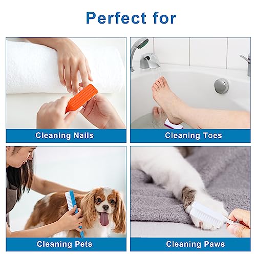DAYGOS 24pcs Handle Grip Nail Brush - Finger Nail Brushes for Cleaning Fingernails, Hand Fingernail Scrub Brush Kits for Toes and Nails Cleaner, Long Handle Pedicure Brushes, Multicolor