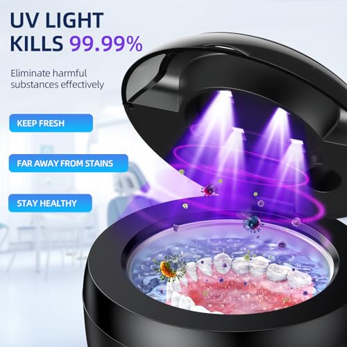 Ultrasonic Retainer Cleaner, Retainer Cleaner Machine for Dentures, Mouth Guards, Braces, Toothbrush Heads, Jewelry with 200ML Capacity, 45kHz Retainer Cleaning, 4 Modes for All Denture Brush