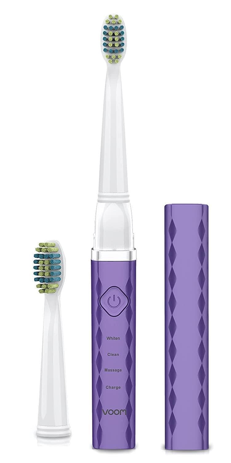 Voom Sonic Electric Toothbrush – Bathroom Essentials & Travel Essentials – Ultrasonic Electric Toothbrush for Adults – USB Rechargeable 40,000 Strokes/Minute – 3 Speeds – Pro 3 Series (Purple)