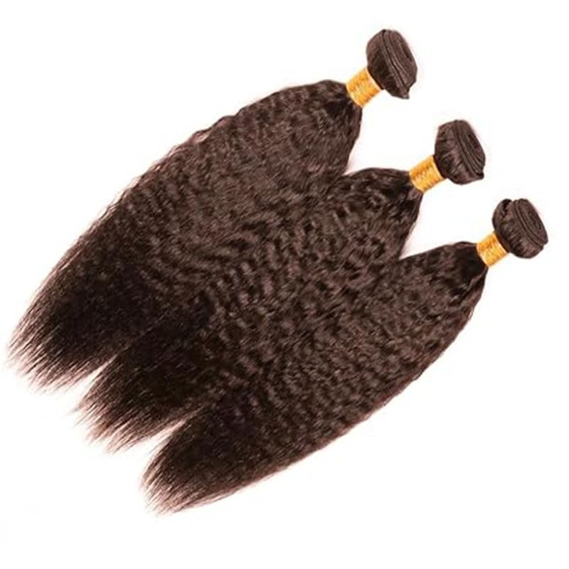 Lagalaga Color 4 Human Hair Bundles Chocolate Brown Yaki Wave 20 22 24 Inch #4 Dark Brown Bundles Human Hair Extension 12A Unprocessed Raw Brazilian Virgin Hair for Black Women