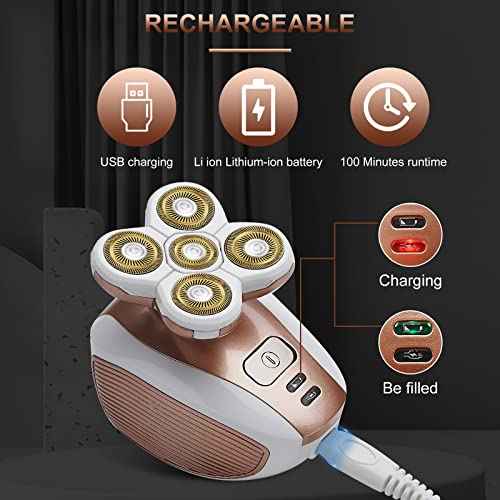 Electric-Razor-for-Women-Shaver Rechargeable Rotary Waterproof Painless Trimmer Cordless Hair Remover with Detachable Head Wet Dry Use for Womens Legs Face Lips Pubic Hairs Bikini Body