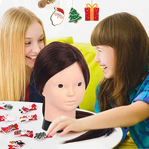 Mannequin Head Human Hair, Beauty Star Doll Head for Practice Hair Styling, 80% Real Hair Cosmetology Makeup Hairdressing Training Manicanequin Head with Clamp Stand + DIY Braiding Set