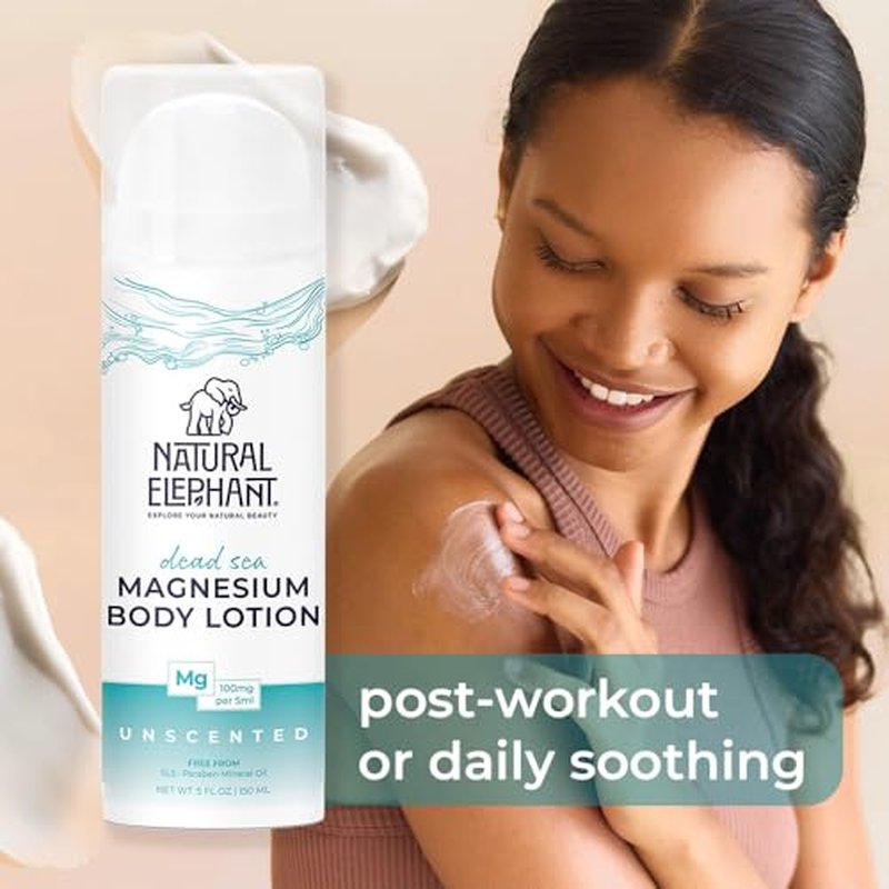 Natural Elephant Dead Sea Magnesium Lotion ? Vanilla Scented Body Moisturizer | Topical Magnesium with Dead Sea Minerals ? 5 oz (150 ml)