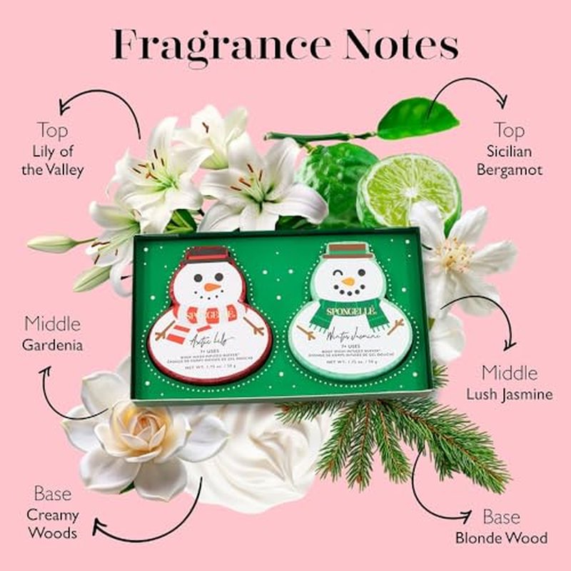 Spongell? Snowpeople Gift Set Body Wash Infused Buffers, Let It Snow