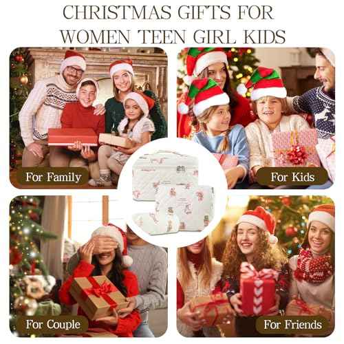 3Pcs Quilted Makeup Bag for Women, Large Travel Makeup Bag Set, Cute Aesthetic Cosmetic Bags, Floral Cotton Makeup Pouch Coquette Toiletry Organizer Bag