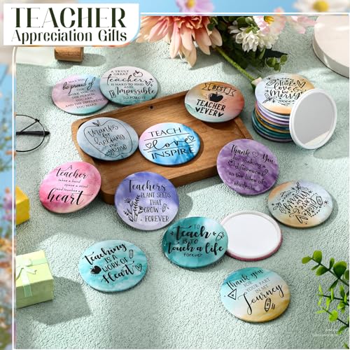 36 Pcs Teacher Appreciation Mirrors Gifts Mini Compact Mirror Bulk Christmas Party Favor Inspirational Thank You Pocket Portable Small Mirror Christmas Operation for Teacher Women