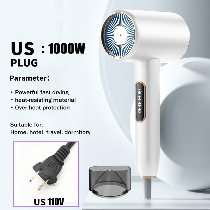 Ionic Hair Dryer - High-Speed 50000 RPM Blow Dryer with 5 Temp & 3 Speed Settings | Lightweight, Negative Ion Technology for Home & Travel