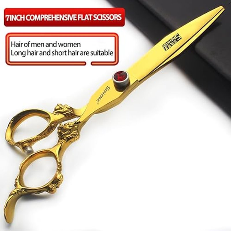 Gold Dragon Professional Hairdressing Scissors - 7 Inch 3-Piece Set (Gold & Black)