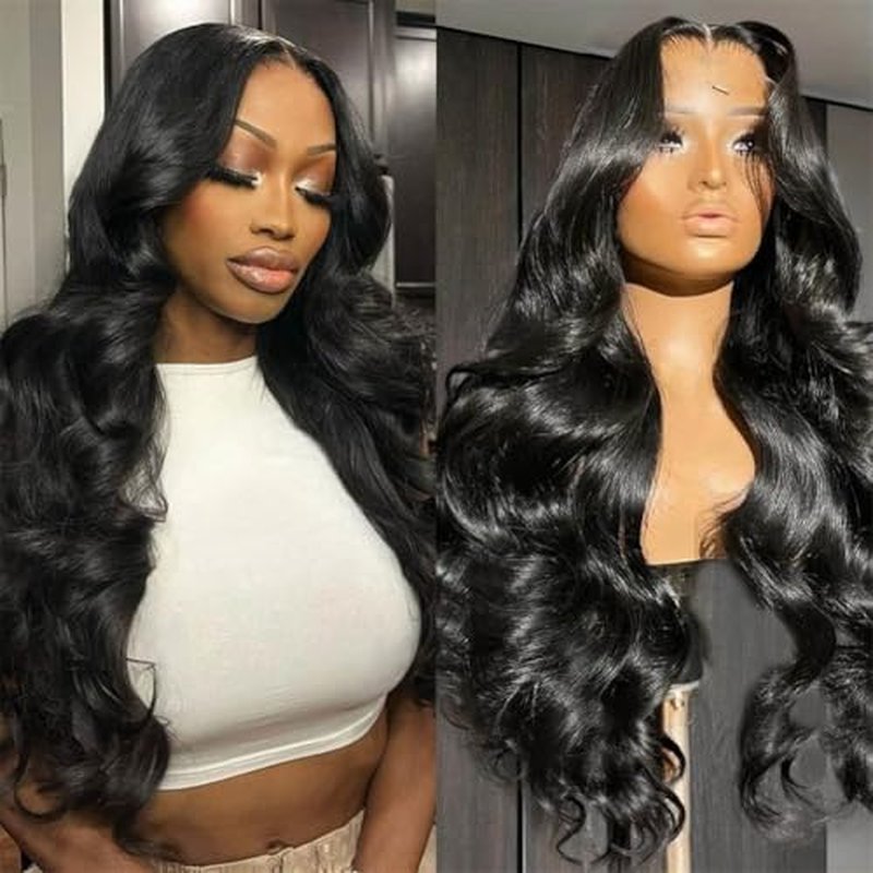 5x5 Lace Closure Wig Human Hair 220% Density Body Wave 5x5 HD Lace Closure Wigs Pre Plucked Lace Closure Wig for Women True to Length Natural Black Color for Any Occasions 24 Inch