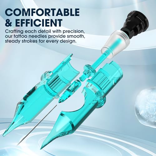 INKin Tattoo Cartridge Needles, Disposable Tattoo Needles #10 Bugpin 0.3mm Round Liner 14RL Cartridge Durable Needle Cartridges with Membrane for Tattoo Machine Tattoo Supplies 20Pcs (1014RL)