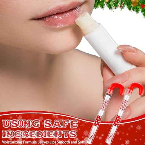 24 Pack Christmas Lip Balm Bulk Peppermint Candy Flavor Lip Balm with Candy Cane Tubes Christmas Party Gifts Stocking Stuffers Holiday Employee Staff Teacher Appreciation Gifts for Women(Stylish)