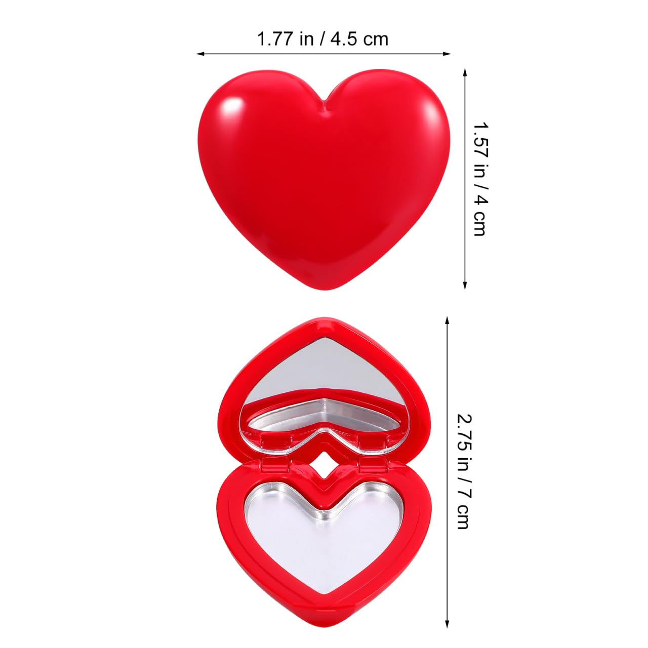 ABOOFAN 4 Pack Refillable Empty Makeup Palettes, 1.7'' Portable Heart-Shaped Makeup Depotting Case with Mirror for Lipsticks, Eyeshadows, Blush, Compact for Travel