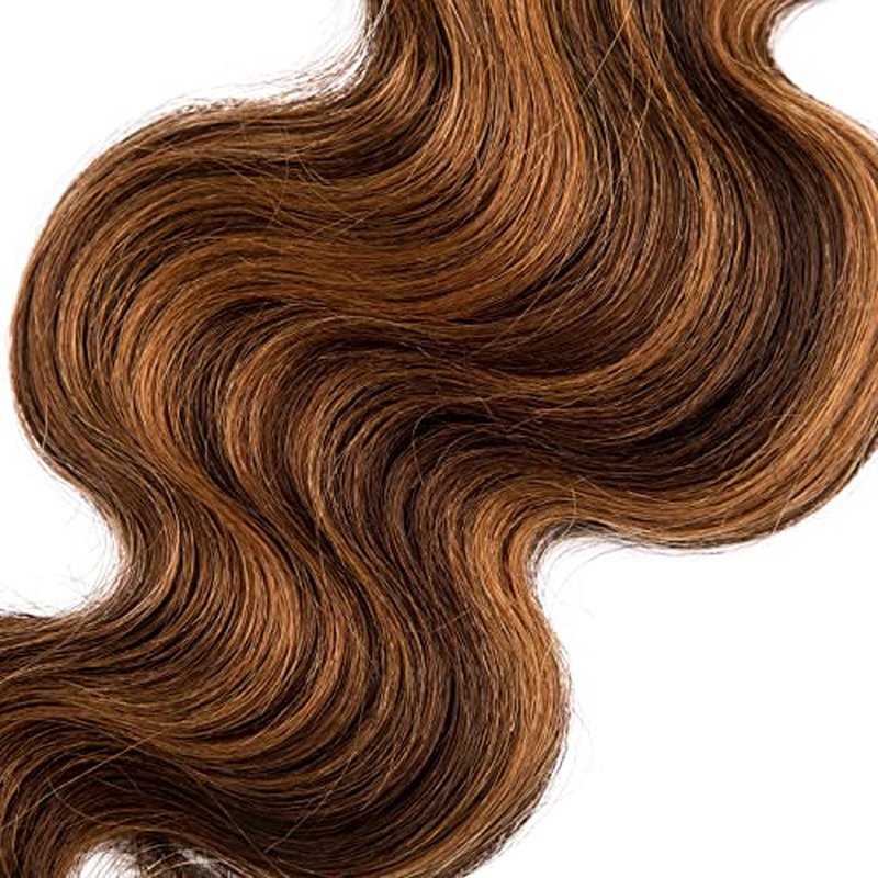 Highlight Body Wave Human Hair Bundles Brazilian Body Wave 3 Bundles 12+14+16 inch 10a 100% Brazilian Virgin Human Hair Bundles Piano Color 4/27 (12 14 16, P4/27)