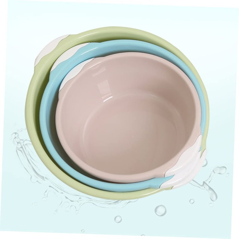 COLLBATH 2Pcs Medium Sky-blue Plastic Wash Basin Household Foot Bath Basin for Kitchen and Bathroom Multifunctional Anti-slip Design and Odorless Material