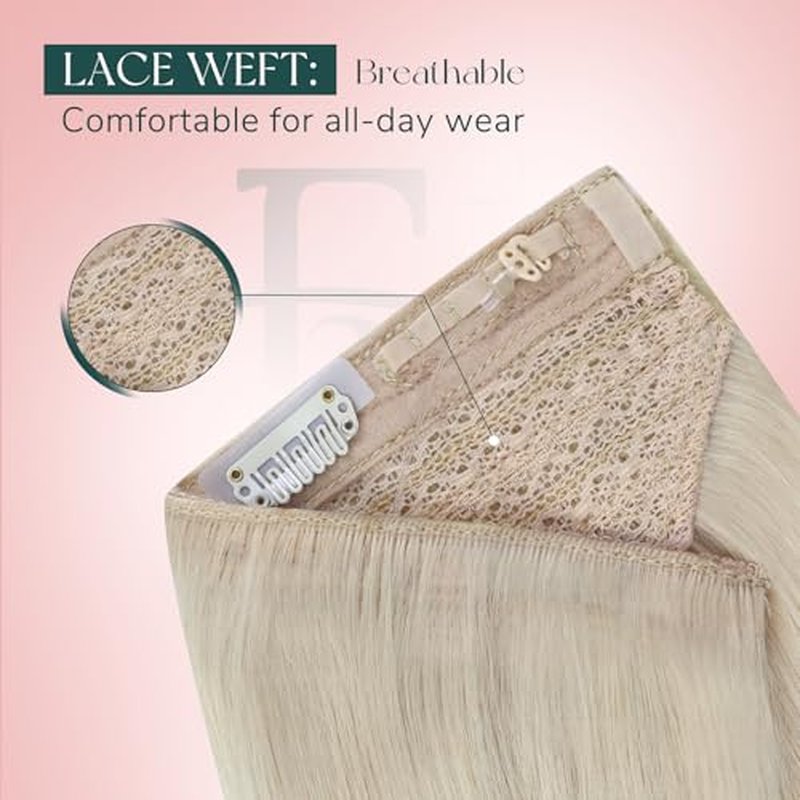 Easyouth Invisible Wire Hair Extensions Blonde Wire Human Hair Extensions White Blonde 20 Inch 100g Transparent Headband Hair Extension Human Hair Dyable Hair Extension Wire