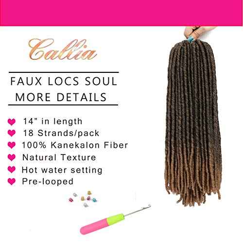 Callia Dreadlock Crochet Hair 14 Inch Dreadlocks Crochet Braids Faux Locs Crochet Hair for Black Women 6 Packs Crochet Dreadlocks Bomba Faux Locs Dread Synthetic Dreadlocks Braids T27