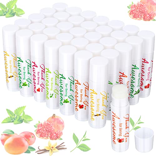 35 Pack Lip Balm Gifts Thank You for Being Awesome Moisturizer Assorted Flavors Bulk Gift Beeswax Natural Ingredients Fall Thanksgiving Christmas Appreciation Party Favors for Coworkers Women Friend