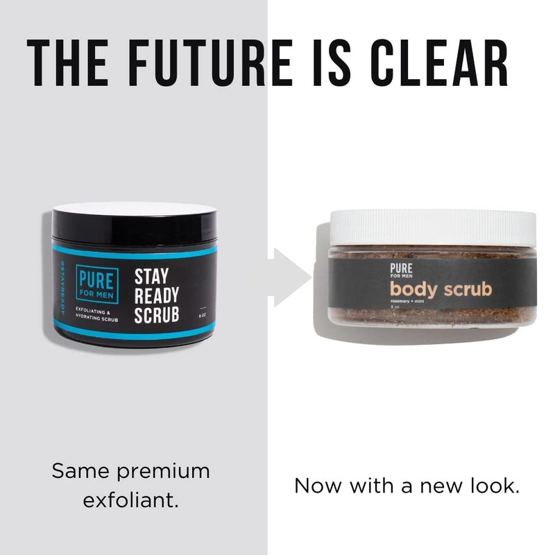 Pure for Men's Exfoliating Bum & Body Scrub | Gentle & Natural Cleanser, Removes Dead Skin Cells & Leaves Skin Smooth | Rosemary & Mint | 8 ounces