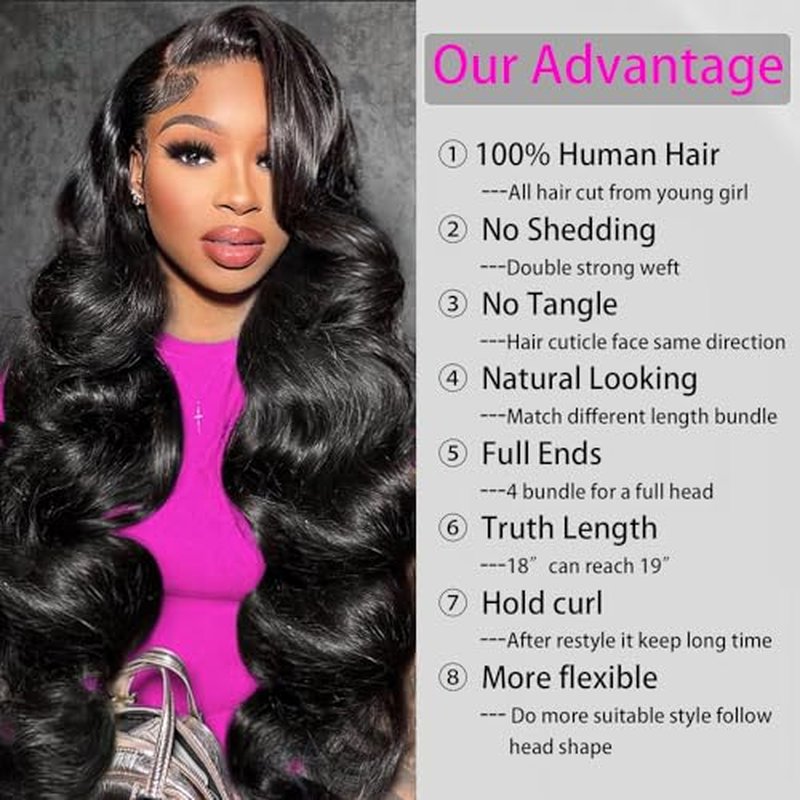 12A Body Wave Bundles Human Hair 16 18 20 22 Natural Black Color 100% Brazilian Human Hair Bundles For Women