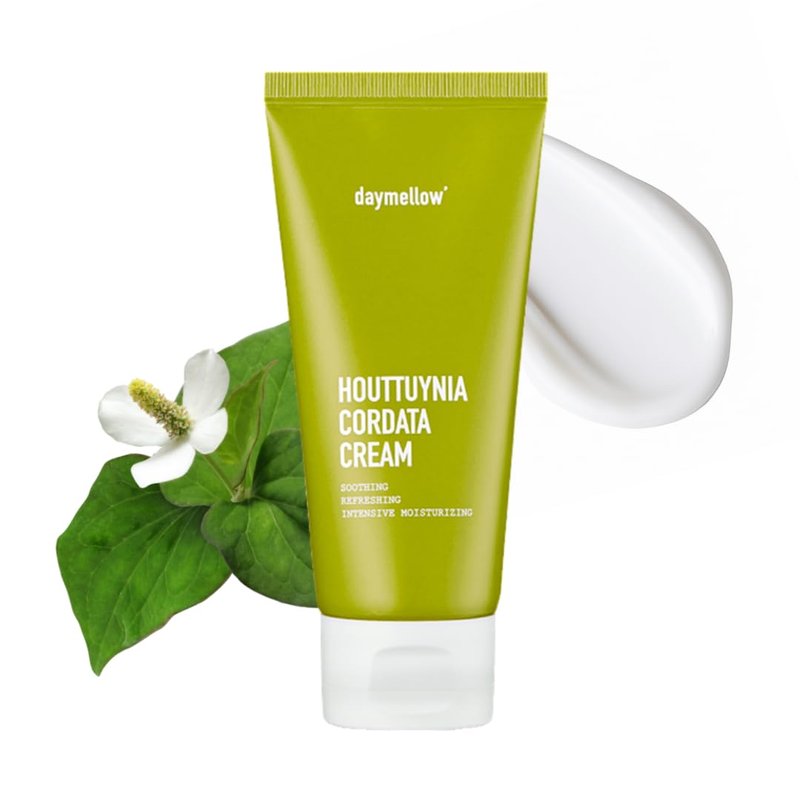daymellow Houttuynia Cordata Real Soothing Cream 2.82fl.oz/80ml, Face Moisturizer, Heartleaf, Centella, Panthenol, Skin Barrier Repair, Acne, Soothes Redness Facial Cream Korean Skincare