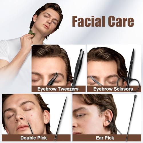 Manicure Set 10 in 1 Mens Gifts Nail Clipper Kit Travel Nail Set for Men and Women, Mens Nail Grooming Kit Birthday Thanksgiving Day Gifts for Him Her Boys Girls Husband Boyfriend