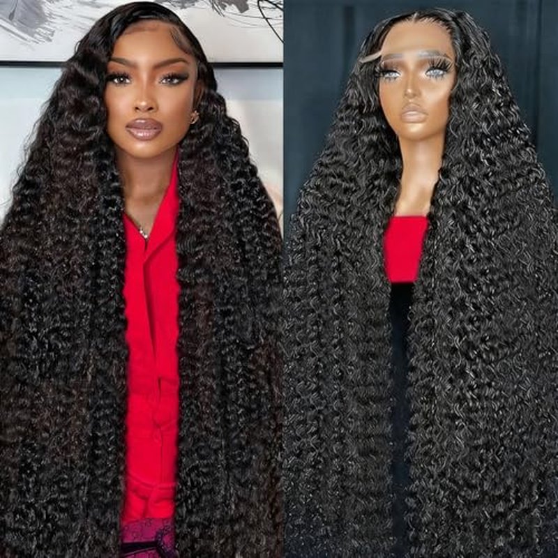 13x6 Deep Wave Lace Front Wigs Human Hair 200 Density 22 Inch Curly Wig 13x6 HD Lace Front Wigs Human Hair Glueless Wigs Human Hair Pre Plucked for Black Women Natural Color