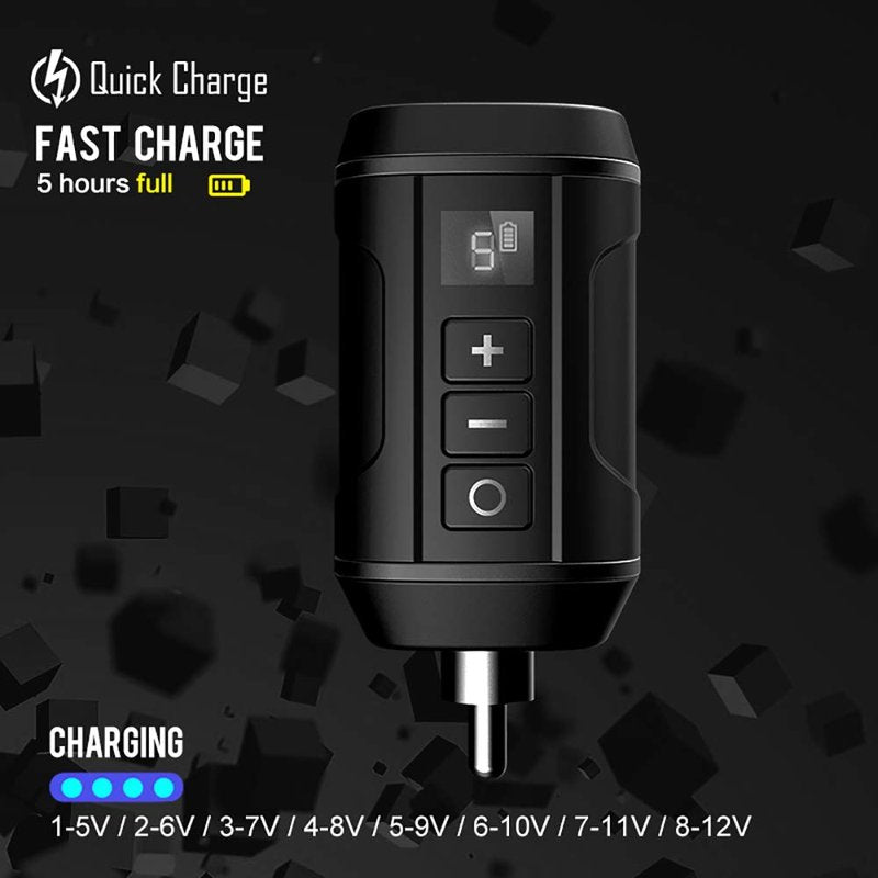 Ambition Tattoo Power Supply - Mini Portable RCA Wireless 1800mAh with LED Display | Compatible with Rotary Tattoo Pen