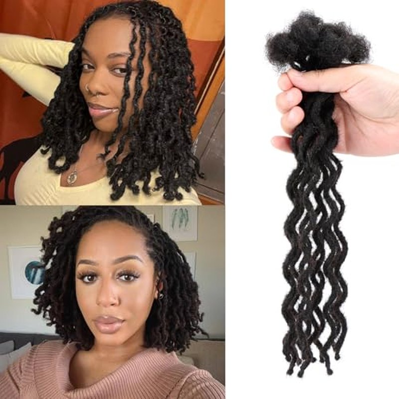 30 Strand 16 Inch Human Hair Curly Dread Extensions ? 0.6cm Diameter Afro Kinky Wavy Locs, Ideal for Full Head Installation or Loc Maintenance