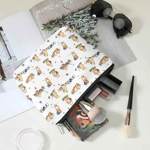 Cartoon Bear Inspirational Cute Makeup Bag Bear Inspired by Classic Gifts Pooh Bear Travel Pouch Cosmetic bag for Pooh Loving Women for birthday Party Favors Gift Zipper Toiletry Bag 03