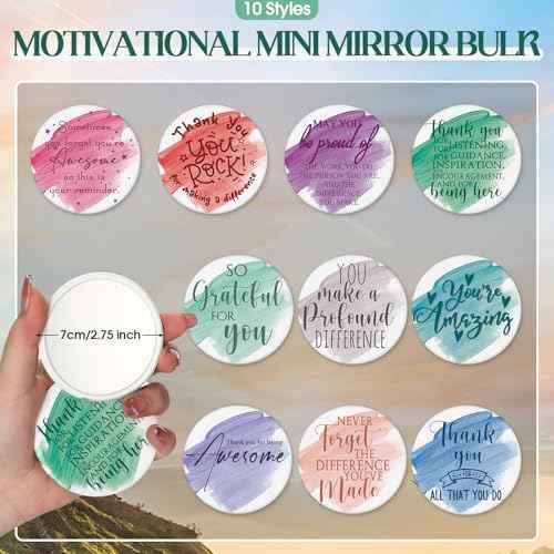 40 Pcs Employee Appreciation Gifts Inspirational Canvas Makeup Bags Compact Mirrors Bulk Cosmetic Bags Portable Mirror Thank You Gifts for Women Christmas Nurse Practitioner (Appreciation)