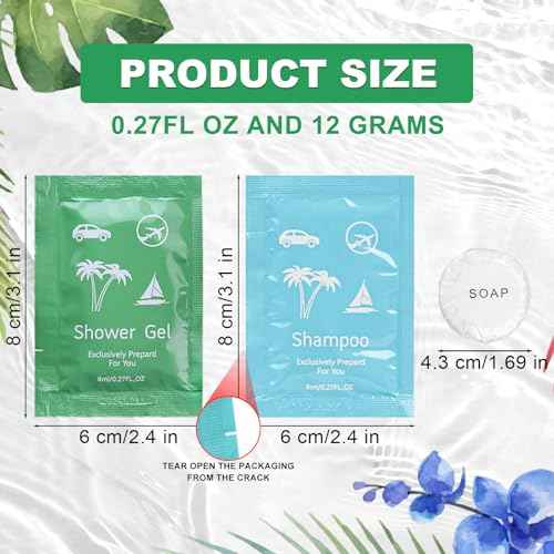Travel Size Soap and Shampoo,Travel Size Body Wash and Shampoo Bulk 0.28fl Oz,Travel Size Shower Gel Set£¬Shampoo Bulk Travel Size ,Hotel Supplies Bulk Hygiene Kits for Homeless Hotel (Pack of 100)