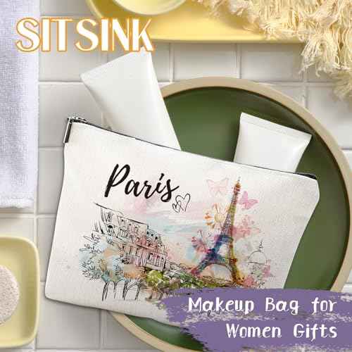 Paris Souvenirs Travel Essentials - Eiffel Tower Paris Souvenirs from France, Paris Gifts for Women Small Cosmetic Bag for Purse, Paris Travel Must Haves Small Makeup Bag Gifts for Girls