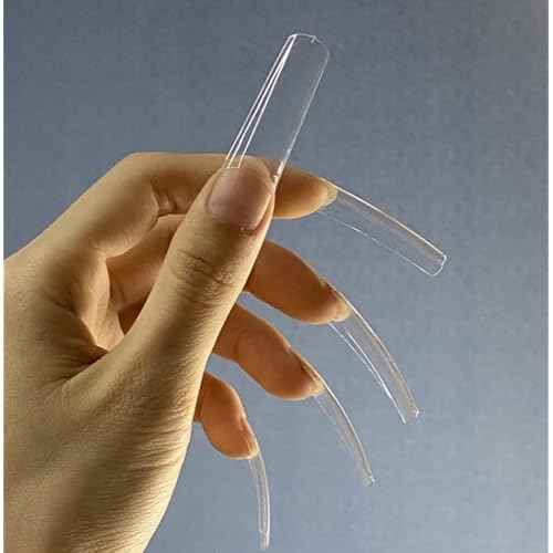 550 PCs XXL Tarpered Square Nail Tips,SITELENABY Ultra-thin Half Cover Clear Square Nail Tips False Artificial Nails Tips 11 Sizes with Box (Tapered Square French Tips)