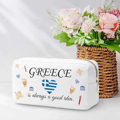Greece Gifts for Women Makeup Bag Gifts for Greece Lovers Greece Trip Gift Greek Gift Greece Travel Gifts for Family Friendship Gift Greek Vocation Cosmetic Bag Girls Weekend Gift Travel Pouch