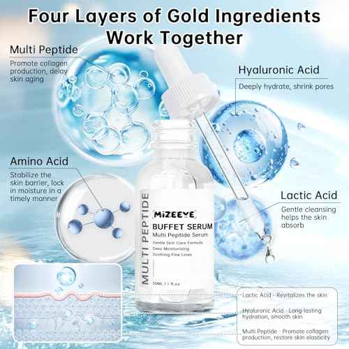 Peptides Serum For Face, 2 PCS Buffet Multi Peptide Face Serum For Anti-aging, Moisturizing, Fine Lines & Acne.