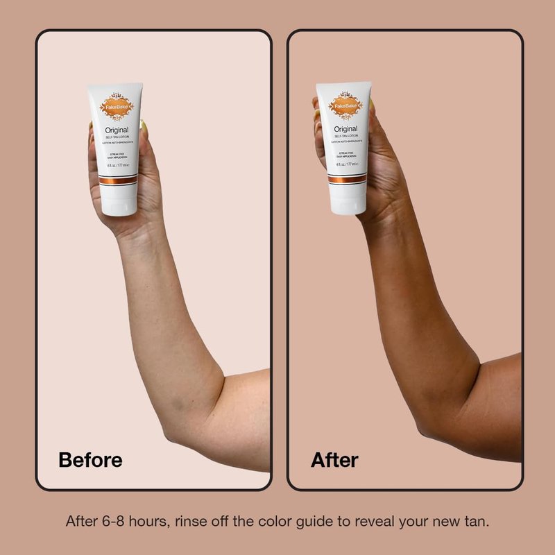 Fake Bake Original Self-Tanning Lotion – Lasting, Natural-Looking Sunless Tanner for All Skin Tones – Streak-Free, Buildable Color for Women & Men – 6 oz