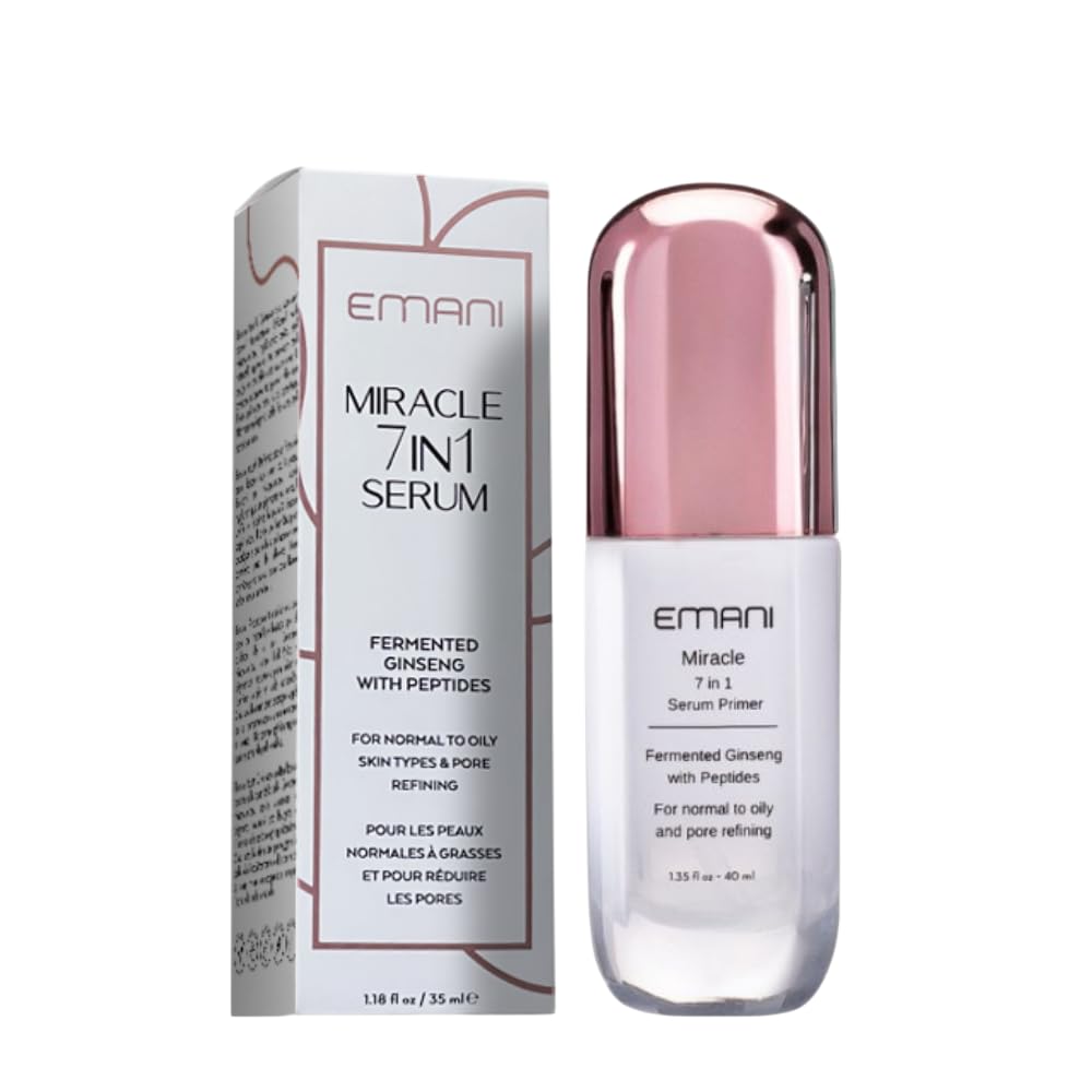 Emani 7-in-1 Face Primer Serum for Women - Pore-Minimizing, Brightening & Anti-Aging with Korean Fermented Ginseng & Hyaluronic Acid - Silicone Free, Vegan, Cruelty-Free, 1.18 Fl Oz