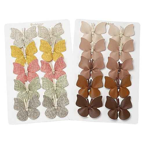 20 pcs Butterfly Hair Clips for Girls Women Toddler Baby,Leather Bows With Fully Lined Alligator Clips,Handmade Hair Accessories for Kids Child Teen Back to School Young Gifts Thick Thin Hair¡¦