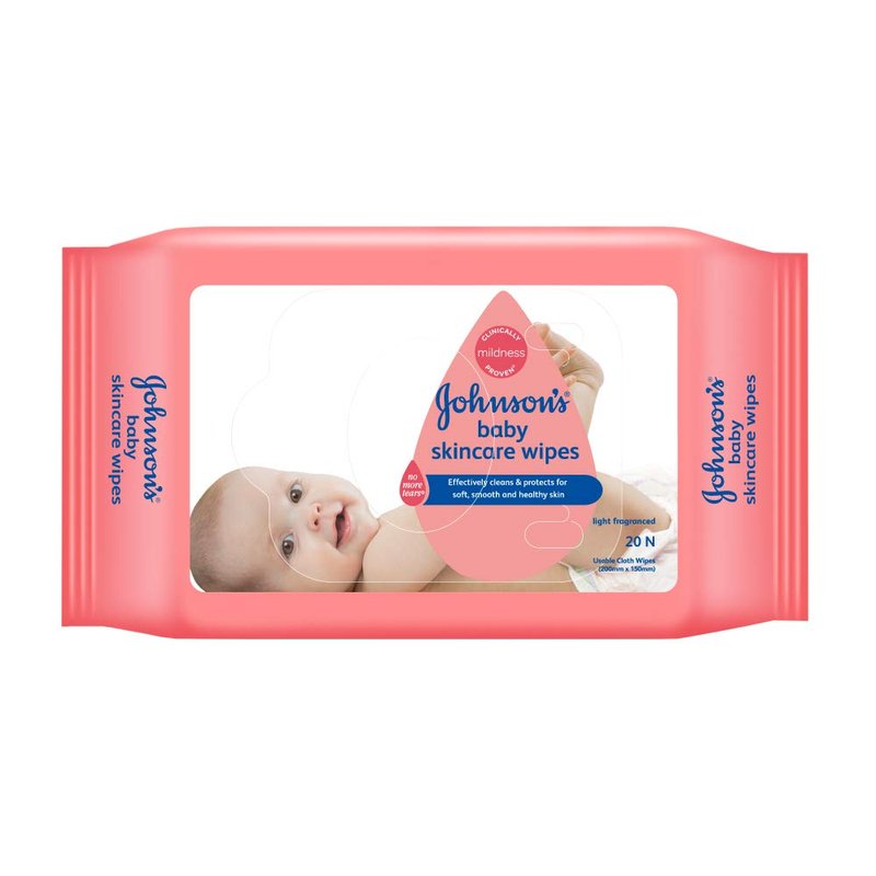 Johnsons Baby Skincare Wipes Gentle Cleaning for Little Hands & Faces 20 sheets Per Pack