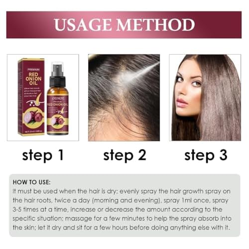 Premium Red Onion Oil for Hair Growth, Anti Hair Fall Treatment, 30ml/1.05fl.oz