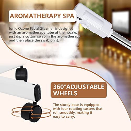 Nova Microdermabrasion Professional Facial Steamer On Wheels Ionic Ozone with Hot Mist Function Stand Facial Steamer for Personal Home Salon Spa Skin Cleaning