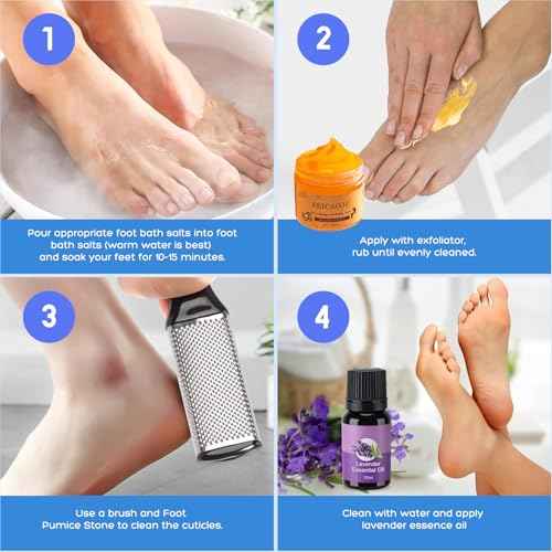 Foot Soak salt kit with Tea Tree Oil - Moisturize, Reduce Foot Odor, & Soothe Aching Feet tool set Foot cream spa bath massager Epsom Salt foot pedicure kit at home spa