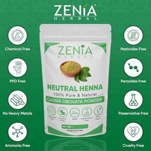 Zenia 100% Pure Neutral Henna Powder (Cassia Obovata) | 7oz (200g) | Colorless Henna for Hair | Natural Hair Conditioner | for Silky, Soft & Shiny Hair