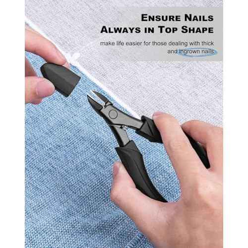 Toe Nail Clippers for Thick Nails for Seniors, Japanese Raised Cutting Edge Ingrown Toenail Clippers, Podiatrist Heavy Duty Abs Ergonomic Handle Large Nail Scissors, Black