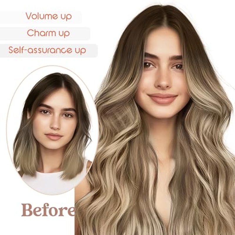 Sunny Hair Wire Hair Extensions Real Human Hair Fish Line Human Hair Extensions Invisible Wire Extensions Brown to Light Brown with Medium Blonde #3/8/22 18 Inch