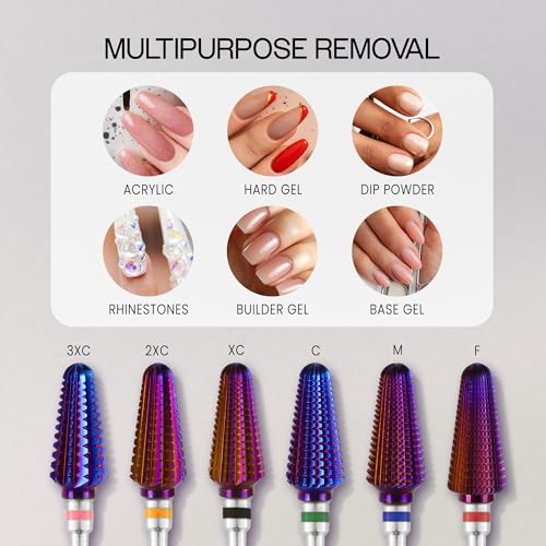 PANA 3/32" Purple Tornado Carbide Nail Drill Bit for Acrylics, Nail Extension, Gel Polish Removal Nail Salon Manicure Pedicure Electric File Tools (Medium - M)