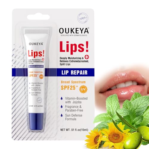 Medicated Lip Balm w/Organic & 100% Natural Ingredients, Squeeze Tube Lip Butter SPF 25+ Long-Lasting Moisturizing Overnight Lip Mask Gentle Exfoliation Extreme Dry Lips Treatment