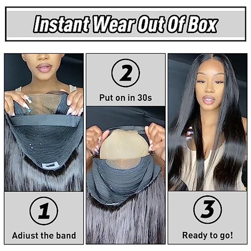 Wear and Go Glueless Bob Wig Human Hair Straight, 6x4 Pre-Cut HD Lace Front Glueless Wigs Pre-Plucked, Transparent Lace Closure Wigs for Women 180% Density 16 inch