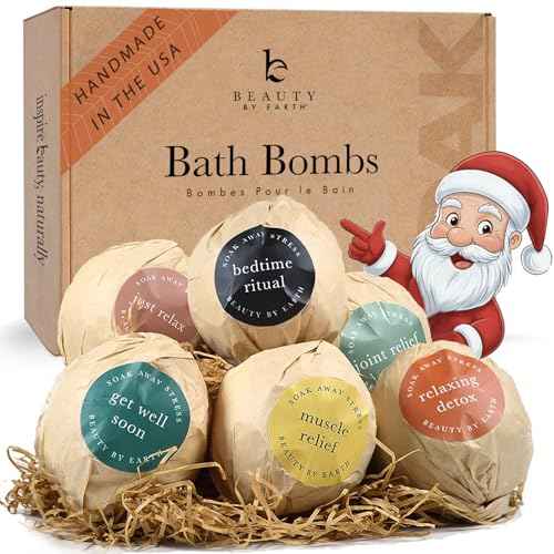 Bath Bombs Gift Set, USA Made with Organic & Natural Ingredients, Christmas Stocking Stuffers for Women & Men, Relaxing Spa Gifts, Wife Stocking Stuffers